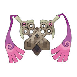 animate_object artist_request doublade full_body gen_6_pokemon nintendo no_humans official_art one-eyed pink_eyes pokemon pokemon_(creature) pokemon_focus pokemon_xy scabbard sheath sheathed simple_background sword third-party_source weapon white_background