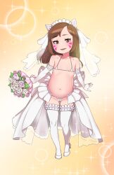 Rule 34 | 19thjins, 1girl, absurdres, aged down, clitoris, d.va (overwatch), dress, highres, jewelry, nipples, non-web source, overwatch, ring, wedding dress, wedding ring