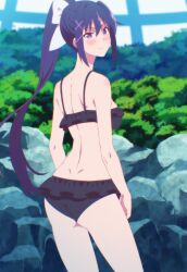1girl blush bra breasts kami_wa_game_ni_ueteiru nel_reckless panties purple_eyes smile solo swimsuit underwear zuharu