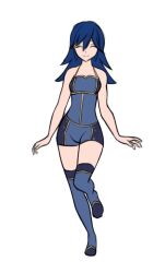Rule 34 | 1girl, animated, armpits, arms at sides, bare arms, bare shoulders, blue camisole, blue eyes, blue hair, blue panties, blue thighhighs, boyshort panties, camisole, closed eyes, female focus, fire emblem, fire emblem awakening, fire emblem warriors, flat chest, full body, gameplay mechanics, hair between eyes, hair ornament, happy, highres, intelligent systems, legs, long hair, lucina (fire emblem), matching hair/eyes, neck, nintendo, no headwear, no pants, no shoes, official alternate costume, official underwear, panties, sidelocks, smile, thighhighs, thighs, underwear, underwear only, unworn armor, unworn hair ornament, video, walking