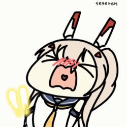 &gt;_&lt; 1girl animated animated_gif ayanami_(azur_lane) ayanami_barrage_(meme) azur_lane bullet lowres meme missile rocket seseren