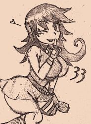belt boots breasts dress duel_masters fingerless_gloves gloves hair_curl heart highres kneeling large_breasts long_hair one_eye_closed pendant_choker seductive_smile short_dress smile tasogare_mimi thick_thighs thigh_strap thighs wcghpqvqxm5dikr wide_hips
