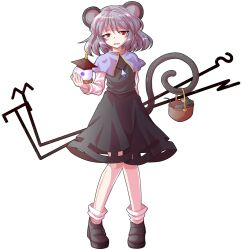 1girl alphes_(style) animal_ears arm_at_side basket bishamonten&#039;s_pagoda black_dress blue_capelet capelet commentary_request crying crying_with_eyes_open dairi dowsing_rod dress full_body grey_hair holding holding_with_tail jewelry large_variant_set long_sleeves looking_at_viewer mouse_(animal) mouse_ears mouse_tail nazrin necklace open_mouth parody pendant prehensile_tail red_eyes short_hair solo style_parody tachi-e tail tears touhou transparent_background variant_set