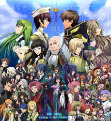 6+boys 6+girls ;) ;d absurdres ahoge androgynous anya_alstreim arthur_(code_geass) asahina_shougo ashley_ashura beard bismarck_waldstein black_footwear black_gloves black_hair black_necktie blue_eyes blue_hair blush bodysuit boots braid breasts breasts_apart brown_hair c.c. carine_ne_britannia cat cecile_croomy charles_zi_britannia chiba_nagisa closed_eyes clovis_la_britannia code_geass code_geass:_boukoku_no_akito code_geass:_soubou_no_oz copyright_name cornelia_li_britannia dark_skin diadem diethard_ried dorothea_ernst earrings euphemia_li_britannia everyone eye_contact facial_hair floating_hair geass gilbert_g.p._guilford gino_weinberg glasses gloves green_eyes green_hair green_necktie guinevere_de_britannia hair_ribbon hat headband headphones high_ponytail high_side_ponytail highres holding hyuuga_akito japanese_text jean_rowe jeremiah_gottwald jewelry kannon_maldini kousaka_ayano kouzuki_kallen kururugi_suzaku leila_malcal lelouch_vi_britannia li_xingke lloyd_asplund long_hair looking_at_another looking_at_viewer looking_away looking_up luciano_bradley mao_(code_geass) marianne_vi_britannia marrybell_mel_britannia mask medium_breasts military military_uniform milly_ashford monica_kruszewski multicolored_hair multiple_boys multiple_girls naruse_yukiya neckerchief necktie nina_einstein nonette_enneagram nunnally_vi_britannia odysseus_eu_britannia ohgi_kaname oldrin_zevon one_eye_closed open_mouth orange_hair order_of_the_black_knights_uniform orpheus_zevon own_hands_clasped own_hands_together pants parted_lips pink_hair pink_legwear ponytail purple_eyes purple_hair purple_neckerchief purple_ribbon purple_shirt rakshata_chawla red_eyes red_hair ribbon rivalz_cardemonde rolo_lamperouge ryu014dga_senba sayama_ryou scarf schneizel_el_britannia school_uniform senba_ryoga shin_hyuuga_shaingu shinozaki_sayoko shirley_fenette shirt short_hair short_necktie short_shorts shorts side_ponytail single_braid sitting smile spiked_hair sumeragi_kaguya suzuwasabi sword tamaki_shin&#039;ichirou thighhighs tianzi toudou_kyoushirou two-tone_hair two_side_up urabe_kousetsu v.v. very_long_hair villetta_nu weapon white_gloves white_hair white_hat white_neckerchief white_pants white_scarf white_shirt yellow_eyes zhou_xianglin
