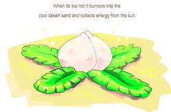 creature creatures_(company) desert english_text fusion game_freak gen_1_pokemon guroicandy hiding ivysaur nintendo no_humans pokemon pokemon_(creature) sand sandshrew solo sunlight