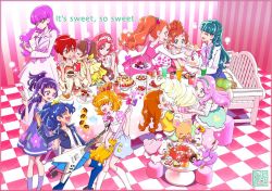 10s 6+girls :d air_guitar akagi_towa amanogawa_kirara arisugawa_himari aroma_(go!_princess_precure) asahina_mirai bear bench bird blonde_hair blue_eyes blue_hair border braid broom brown_eyes brown_hair cake coat crown_braid dog dress eating english_text closed_eyes food go!_princess_precure green_eyes guitar hairband half_updo hanami_kotoha haruno_haruka instrument izayoi_liko jacket kaidou_minami kamikita_futago kenjou_akira kirakira_precure_a_la_mode kotozume_yukari licking licking_another&#039;s_cheek licking_another&#039;s_face long_hair long_sleeves mahou_girls_precure! mofurun_(mahou_girls_precure!) multiple_girls official_art open_mouth orange_hair pekorin_(precure) pie pink_hair ponytail precure pudding puff_(go!_princess_precure) puffy_short_sleeves puffy_sleeves purple_eyes purple_hair red_eyes red_hair short_hair short_sleeves skirt smile sparkle stuffed_animal stuffed_toy surprised sweets tategami_aoi teddy_bear text_focus twin_braids twintails usami_ichika