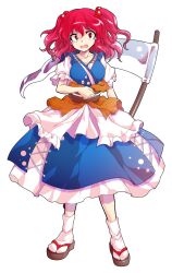 Rule 34 | 1girl, alphes (style), commentary request, dairi, full body, hair bobbles, hair ornament, highres, large variant set, onozuka komachi, parody, puffy short sleeves, puffy sleeves, red hair, sandals, scythe, short sleeves, socks, solo, standing, style parody, tachi-e, touhou, transparent background, two side up, variant set, white socks