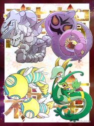 arbok black_eyes bright_pupils brown_eyes closed_mouth commentary_request creatures_(company) dudunsparce dudunsparce_(three-segment) dunsparce ekans game_freak gen_1_pokemon gen_2_pokemon gen_5_pokemon highres kotobukkii_(yt_lvlv) nintendo no_humans onix pokemon pokemon_(creature) red_eyes serperior snake snivy steelix teeth tongue tongue_out white_pupils yellow_eyes