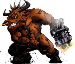 Rule 34 | cannon, digimon, digimon (creature), horns, minotaurmon, muscular, muscular male, red eyes, solo