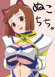 00s akane_soir animal_ears breasts breasts_squeezed_together cat_ears covered_erect_nipples huge_breasts large_breasts my-otome solo translated underboob youkan