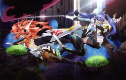 2girls absurdres amou_kanade artoria_pendragon_(fate) butt_crack highres kazanari_tsubasa multiple_girls senki_zesshou_symphogear source_request tagme