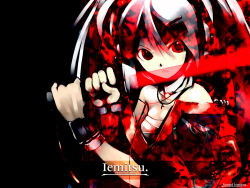 Rule 34 | bandaged chest, cross, cross necklace, headphones, highres, holding, holding sword, holding weapon, iemitsu., japanese clothes, jewelry, kei (keigarou), kimono, necklace, off shoulder, official art, official wallpaper, red eyes, samurai, sword, twintails, weapon, white hair