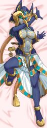 1girl absurdres amen_(sentai_red_ga_isekai_de_boukensha_ni_naru) black_bodysuit bodysuit breasts commission dakimakura_(medium) full_body green_eyes highres large_breasts lying nico-mo on_back raniya_(sentai_red_ga_isekai_de_boukensha_ni_naru) sentai_red_ga_isekai_de_boukensha_ni_naru solo tokusatsu