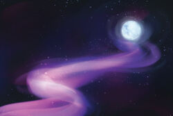 full_moon glowing leaping_hare_press moon night night_sky no_humans outdoors scenery sky sky_focus star_(sky) starry_sky swirl zandra