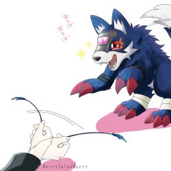 Rule 34 | bandages, belt, digimon, digimon (creature), digimon seekers, highres, loogamon, nagasumi eiji, sharp teeth, teeth, wolf