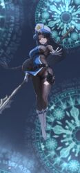 Rule 34 | 1girl, absurdres, artist request, bodystocking, bodysuit, braid, braided ponytail, breasts, brown bodysuit, cross, cross earrings, earrings, game screenshot, goddess of victory: nikke, highres, holding, holding mace, holding weapon, jewelry, mace, maiden (ice rose) (nikke), maiden (nikke), non-web source, official alternate costume, official art, solo, torn bodystocking, torn clothes, weapon