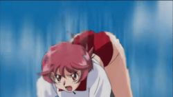 00s 1girl animated animated_gif anime_screenshot aoi_anna ass breasts buruma covered_erect_nipples female_focus gloves gym_uniform mecha robot school screencap shinkon_gattai_godannar!! short_hair top-down_bottom-up
