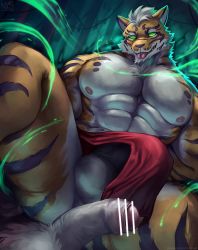 2boys abs animal_ears bar_censor bara beige_fur blue_eyes bulge censored erection erection_under_clothes foreskin furry furry_male furry_with_furry gyee imminent_anal imminent_penetration large_pectorals lin_hu_(nekojishi) looking_at_viewer male_focus multiple_boys muscular muscular_male navel nekojishi nurinaki orange_fur paid_reward_available pectorals penis short_hair solo_focus stomach thick_thighs thighs tiger_boy tiger_ears tongue tongue_out topless_male underwear underwear_only yaoi