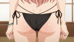 1girl 2022 20s animated animated_gif ass ass_focus bikini bikini_bottom_only black_bikini blonde_hair bracelet jewelry kitagawa_marin long_hair looping_animation nail_polish ring side-tie_bikini_bottom sono_bisque_doll_wa_koi_wo_suru string_bikini swimsuit tagme
