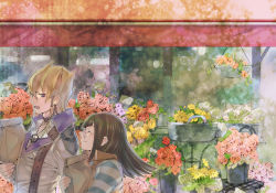 Rule 34 | 00s, 1boy, 1girl, black hair, blonde hair, carly nagisa, couple, earrings, flower, glasses, groceries, hetero, jack atlas, jacket, jewelry, long hair, necklace, purple eyes, yu-gi-oh!, yu-gi-oh! 5d&#039;s