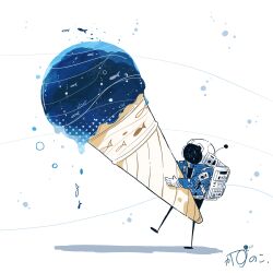 1other absurdres astronaut fish food highres ice_cream kazunoko_(kazunoko_zunoco) original
