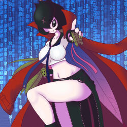 Rule 34 | absurdres, bancholilimon, banchou, coat, coat on shoulders, delinquent, digimon, highres, scar, smile, thorns, togemon, yo-yo