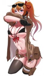 1girl artist_request bottomless character_request gloves highres navel smile tagme