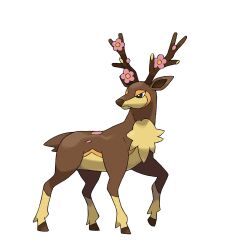 Rule 34 | absurdres, animal focus, antlers, artist request, closed mouth, deer, flower, full body, gen 5 pokemon, highres, horns, nintendo, no humans, official art, pink flower, pokemon, pokemon (creature), pokemon bw, pokemon focus, sawsbuck, sawsbuck (spring), solo, third-party source, transparent background