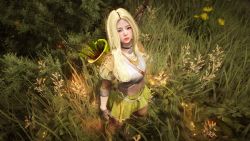 3d archery black_desert black_desert_online blonde_hair elf highres pointy_ears ranger_(black_desert) self-upload solo standing