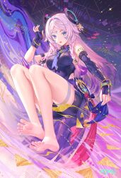 1girl atdan bare_legs barefoot breasts citlali_(genshin_impact) feet genshin_impact highres long_hair pink_hair