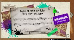 beamed_quavers border crotchet_rest flat_sign musical_note nintendo no_humans official_art quaver quaver_rest sheet_music splatoon_(series) splatoon_1 spoilers sunken_scroll_(splatoon) translated treble_clef