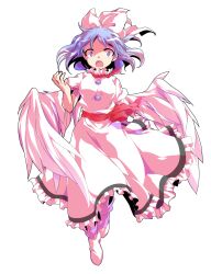 1girl alphes_(style) bare_arms blue_eyes blue_hair bobby_socks bow breasts commentary_request dairi dress feathered_wings feathers floating_hair frilled_dress frills full_body hair_bow large_variant_set looking_at_viewer mai_(touhou) medium_breasts open_mouth parody puffy_short_sleeves puffy_sleeves red_bow short_hair short_sleeves smile socks solo style_parody touhou touhou_(pc-98) transparent_background variant_set white_bow white_dress white_socks white_wings wings