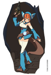 1girl bad_id bad_pixiv_id boots breath_of_fire breath_of_fire_v capcom female_focus gun knee_boots lin lin_(breath_of_fire) red_hair solo thighhighs weapon yupii zettai_ryouiki