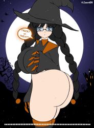 1girl animated ass ass_shake audible_music black_hair breasts claws curvy full_moon glasses hands_on_own_breasts hat highres huge_ass huge_breasts large_breasts long_hair moon night orange_eyes original outdoors solo sound tagme thick_thighs thighhighs thighs thong tight_clothes twerking video wide_hips witch witch_hat zonen404