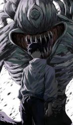 Rule 34 | black hair, clenched hands, highres, jujutsu kaisen, monster, monster girl, okkotsu yuuta, one-eyed, orimoto rika, sharp teeth, teeth