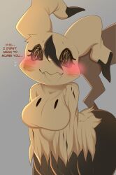 1girl blush breasts creatures_(company) fangs female_focus game_freak gen_7_pokemon heavymetalpapi highres medium_breasts mimikyu nintendo pokemon pokemon_(creature) solo tail
