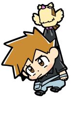 &gt;_&lt; 1boy bird bkub black_shirt black_shoes blue_oak blue_pants blush brown_eyes carrying chibi chibi_only closed_mouth collared_shirt creatures_(company) dot_nose fanny_pack flying game_freak gen_1_pokemon highres male_focus nintendo orange_hair pants pidgey pokemon pokemon_(creature) pokemon_frlg shirt shoes short_hair short_sleeves simple_background spiked_hair white_background wristband