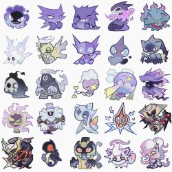 Rule 34 | &gt; o, :3, @ @, arm up, banette, black sclera, chest jewel, closed eyes, cofagrigus, colored sclera, commentary request, dragon wings, drifblim, drifloon, dusclops, dusknoir, duskull, fire, froslass, galarian corsola, galarian form, gastly, gem, gen 1 pokemon, gen 2 pokemon, gen 3 pokemon, gen 4 pokemon, gen 5 pokemon, gen 8 pokemon, gengar, giratina, giratina (altered), giratina (origin), grin, halo, haunter, hisuian typhlosion, hisuian zoroark, hisuian zorua, holding, holding mask, kamikiririp, legendary pokemon, looking at viewer, looking back, mask, misdreavus, mismagius, nintendo, no humans, one-eyed, one eye closed, pokemon, pokemon (creature), pokemon focus, purple fire, red eyes, red gemstone, rotom, rotom (normal), sableye, shedinja, shuppet, sitting, slit pupils, smile, spiritomb, white background, wings, x (symbol), yamask, yellow eyes, zipper pull tab