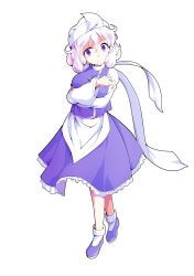 Rule 34 | 1girl, alphes (style), apron, blush, bobby socks, breasts, commentary request, dairi, frilled skirt, frills, full body, hair between eyes, hat, highres, large breasts, large variant set, letty whiterock, long sleeves, parody, purple shirt, purple shoes, purple skirt, shirt, shoes, short hair, skirt, skirt set, socks, solo, standing, style parody, tachi-e, touhou, transparent background, triangular headpiece, turtleneck, undershirt, variant set, waist apron, white apron, white hair, white hat, white shirt, white socks