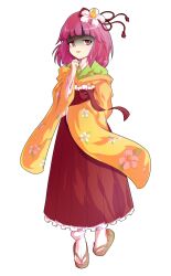 1girl alphes_(style) blunt_bangs bobby_socks bow commentary_request dairi floral_print flower frilled_skirt frills full_body hair_flower hair_ornament hakama hakama_skirt haori hieda_no_akyuu high-waist_skirt japanese_clothes large_variant_set long_skirt long_sleeves parody pleated_skirt purple_hair red_bow red_hakama red_skirt short_hair skirt socks solo standing style_parody tabi tachi-e tareme touhou transparent_background variant_set white_socks wide_sleeves