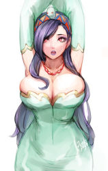 1girl armpits breasts chrono_cross cleavage crono_(chrono_trigger) hair_ornament highres jewelry junkpuyo large_breasts necklace riddel riddel_(chrono_cross) snake_hair_ornament