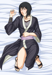 Rule 34 | 1girl, black hair, closed eyes, feet, female focus, fishnets, from above, full body, japanese clothes, lying, naruto (classic), naruto (series), on back, shizune (naruto), short hair, sleeping, solo, tk (tk&#039;s level4), toes