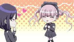 1boy 1girl animated brother_and_sister closed_eyes pink_eyes pink_hair purple_hair siblings simple_background tagme the_hundred_line_-last_defense_academy- tongue tongue_out tsukumo_ima tsukumo_kako twins twintails video