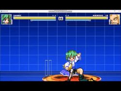 android_18 animated animated_gif ass dragon_ball kochiya_sanae m.u.g.e.n pantsed pixel_art spanked spanking touhou