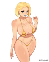 1girl bikini blonde_hair breasts emma_frost highres huge_breasts marvel marvel_rivals swimsuit x-men zerock