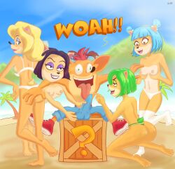 ami_bandicoot ass bikini breasts crash_bandicoot crash_bandicoot_(series) crash_team_racing_nitro-fueled furry highres isabella_bandicoot liz_bandicoot medium_breasts megumi_(crash_bandicoot) small_breasts swimsuit the_marf