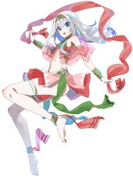 Rule 34 | 1girl, :o, anklet, barefoot, blue eyes, bracer, dairoku ryouhei, earrings, flat chest, full body, grey hair, highres, jewelry, long sleeves, neju laurent, pointy ears, see-through clothes, solo, transparent background
