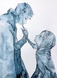 Rule 34 | 1boy, 1girl, age difference, artist request, braid, braided ponytail, cape, hair ornament, meili portroute, monochrome, natsuki subaru, re:zero kara hajimeru isekai seikatsu, sanpaku, short hair, sketch, teenage boy and younger girl