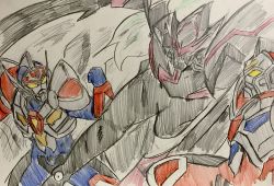 Rule 34 | 10s, 3boys, a1fze8an2s4ffdy, absurdres, acceptor, alexis (ssss.gridman), alexis kerib, armor, bad id, bad pixiv id, battle, clenched hands, commentary, crossover, denkou choujin gridman, denkou choujin gridman: boys invent great hero, gridman (character), gridman sigma, gridman universe, highres, holding, holding sword, holding weapon, katu1753, male focus, multiple boys, no humans, no pupils, red eyes, shoulder armor, ssss.gridman, sword, tokusatsu, translation request, visor, weapon, yellow eyes