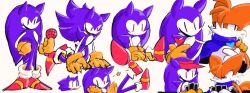 2boys animal_ears annoyed blue_scarf fox fox_boy fox_ears fox_tail friday_night_funkin&#039; furry furry_male gloves hat heart hedgehog hedgehog_boy luther microphone mr._needlemouse multiple_boys orange_fur purple_fur scarf shoes short_tail smile sonic_(series) star_(symbol) tail usa37107692